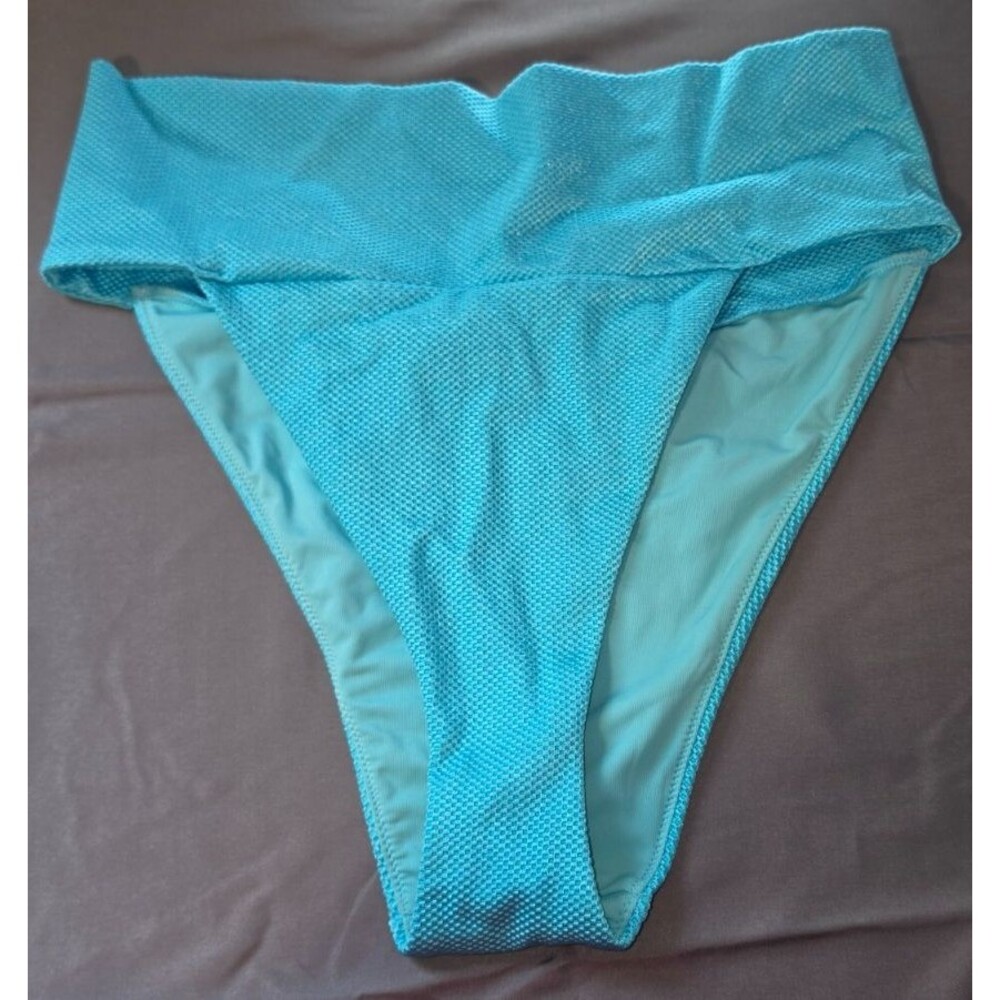Aerie Aqua Blue High Cut Cheeky Swim Bathing Suit Bottom New Large $29.95